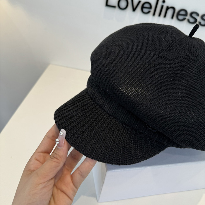 Men Women Knitted Beret Baker Hat Baseball Cap Visor Sun Hat Summer Headwear Unisex
