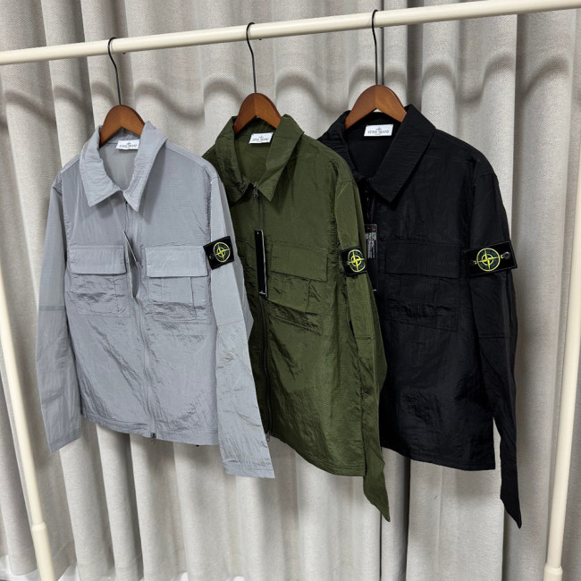 Men Women Nylon Zip Overshirt Lightweight Windproof Utility Jacket Casual Techwear Coats Tops Unisex