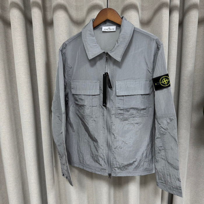 Men Women Nylon Zip Overshirt Lightweight Windproof Utility Jacket Casual Techwear Coats Tops Unisex