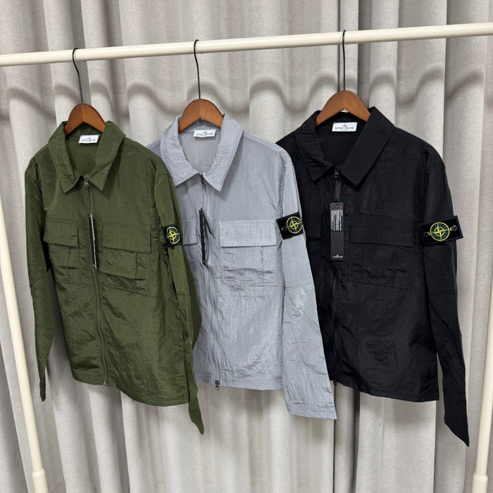 Men Women Nylon Zip Overshirt Lightweight Windproof Utility Jacket Casual Techwear Coats Tops Unisex
