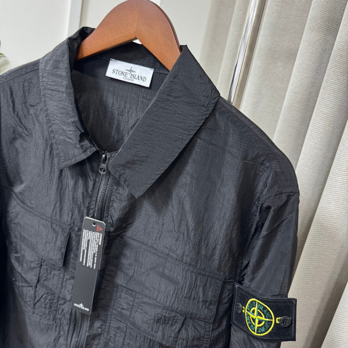 Men Women Nylon Zip Overshirt Lightweight Windproof Utility Jacket Casual Techwear Coats Tops Unisex