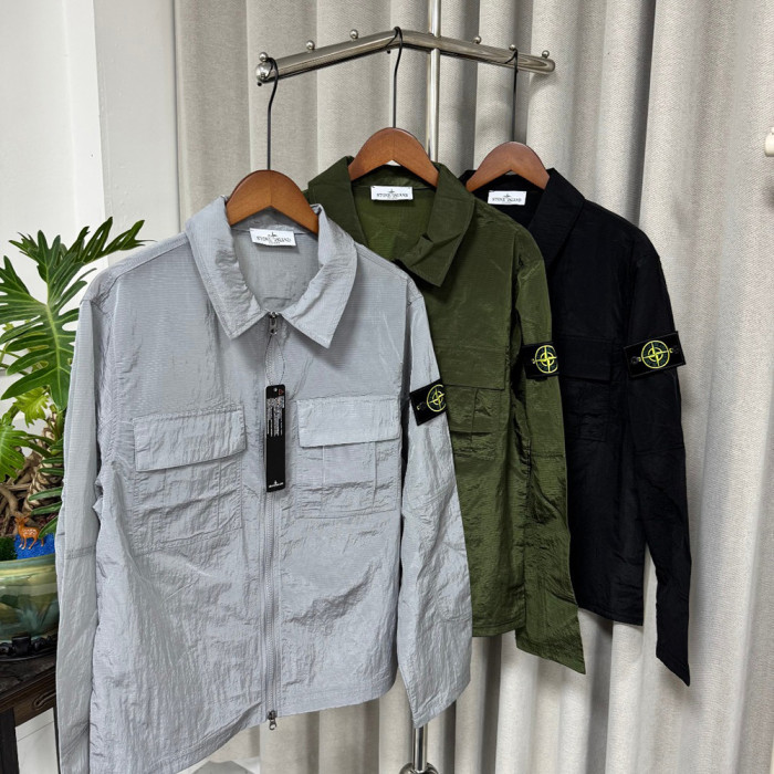 Men Women Nylon Zip Overshirt Lightweight Windproof Utility Jacket Casual Techwear Coats Tops Unisex