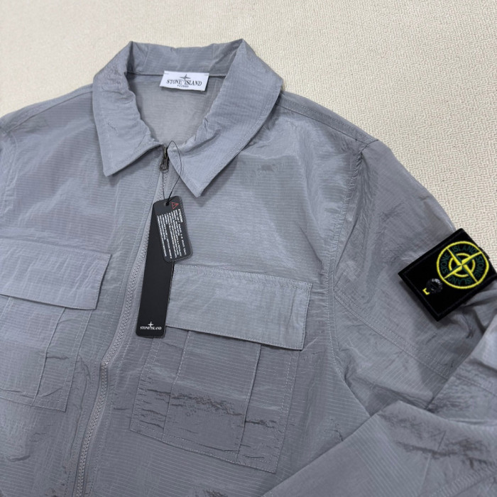 Men Women Nylon Zip Overshirt Lightweight Windproof Utility Jacket Casual Techwear Coats Tops Unisex