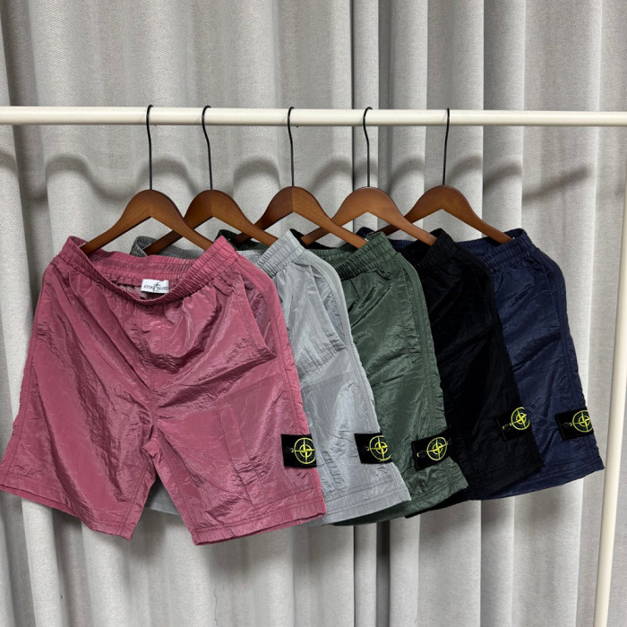 Men Metal Nylon Shorts Lightweight Techwear Cargo Bottoms Quick Dry Beach Shorts Pants Unisex